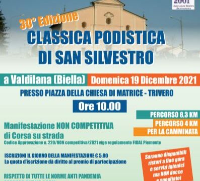 Valdilana Trivero (BI) – Classica podistica di San Silvestro – Domenica 19 dicembre 2021
