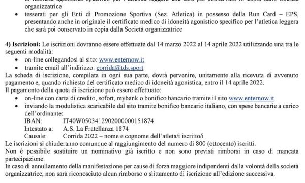 Modena (Mo) – 48° Corrida di S. Geminiano – lunedì 18 aprile 2022