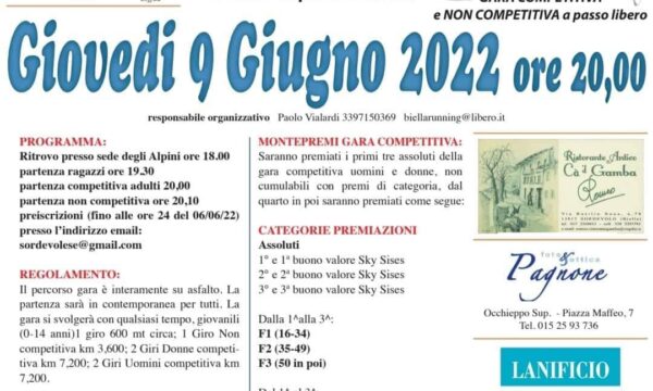 Sordevolo (BI) – 35° Giro di Sordevolo – giovedì 9 giugno 2022