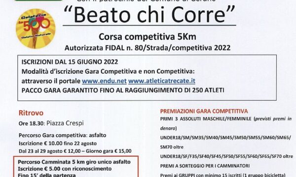 Cerano (NO) – Beato chi Corre – giovedì 1 settembre 2022
