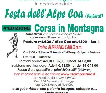 Pasturo (LC) – Festa dell’Alpe Coa – domenica 24 luglio 2022