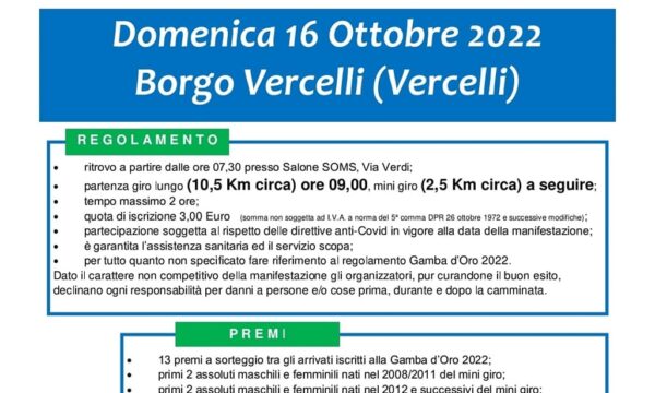 Borgo Vercelli (VC) – 44a Marciand par Burghi – domenica 16 ottobre 2022