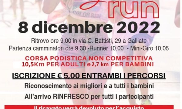 Galliate (NO) – 4° Cri Galliate Run – giovedì 8 dicembre 2022