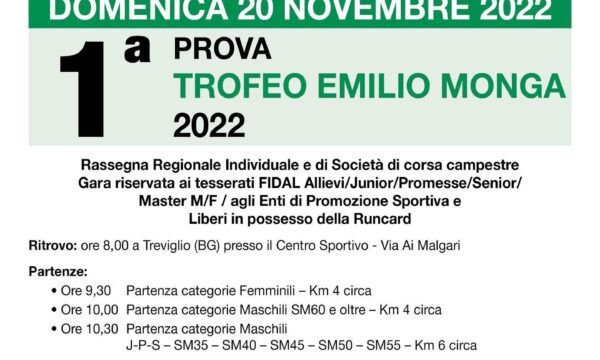 Treviglio (BG) – 1° prova Trofeo Monga – domenica 20 novembre 2022