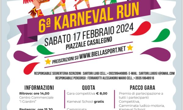 Biella (BI) – Karneval Run – sabato 17 febbraio 2024